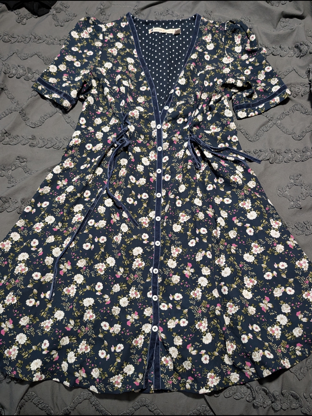 Chelsea & Violet Navy Floral Button-Front Midi Dress